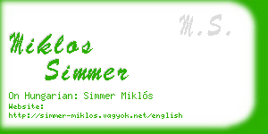 miklos simmer business card