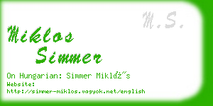 miklos simmer business card